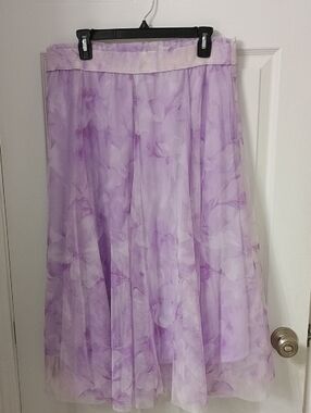 Cato Lavender Floral A-Line Skirt